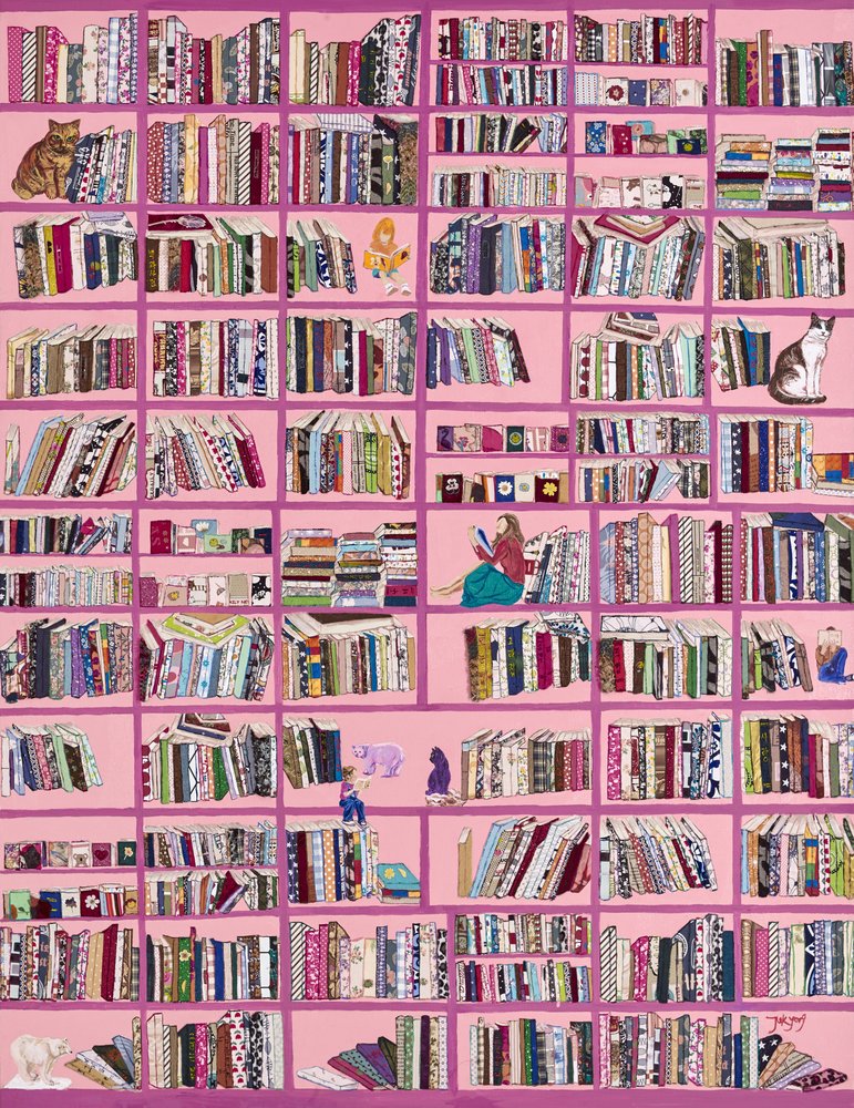Hyggeligt lyserødt bibliotek af Jukyong Park