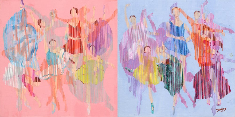 Livlige dansefigurer af Jukyong Park
