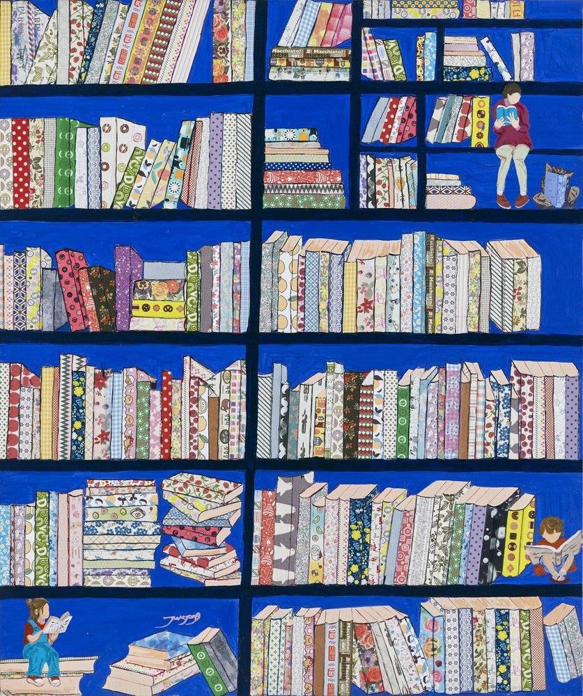 Farverige biblioteksbøger af Jukyong Park