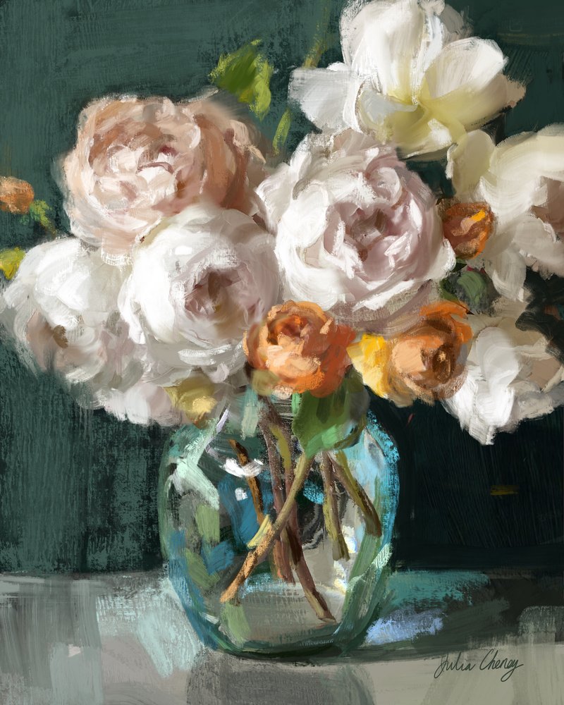 Blødt blomsterstilleben af Julia Cheney