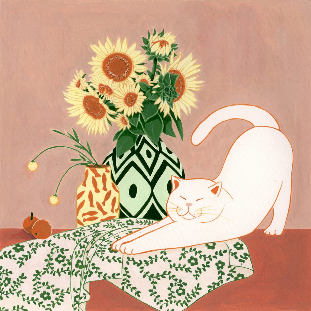 Happy Cat Solsikker af Julie Lesouef