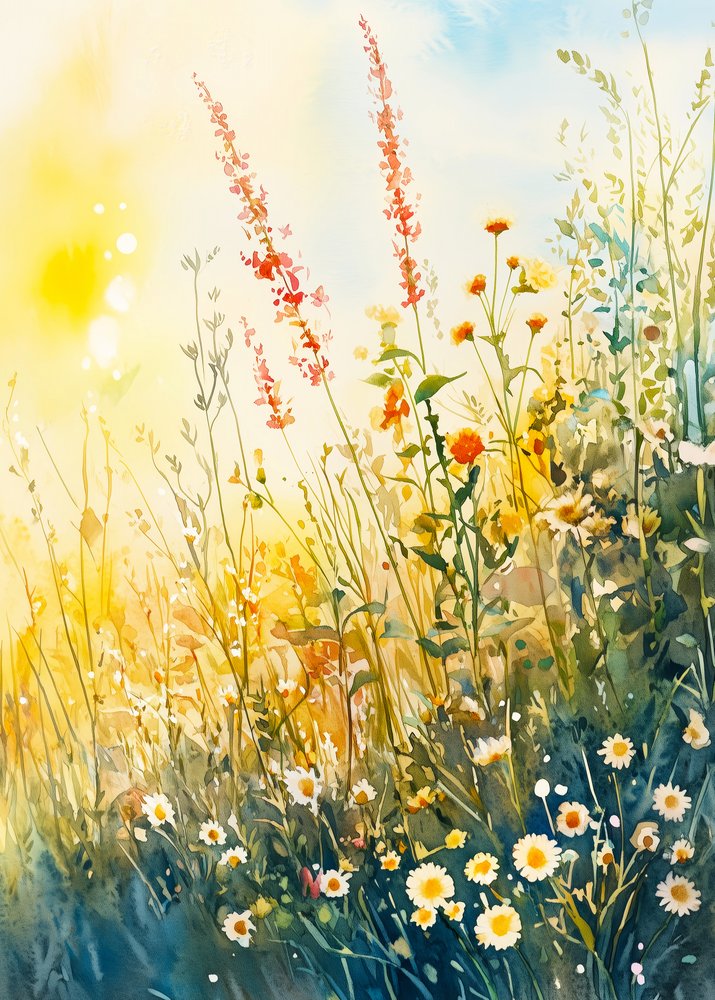 Farvestrålende engblomster af Justyna Jaszke