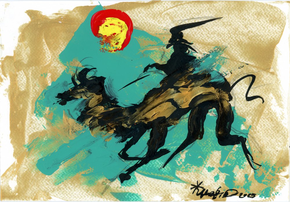 Dynamic Rider Golden Horse af Kanat Ibragimov