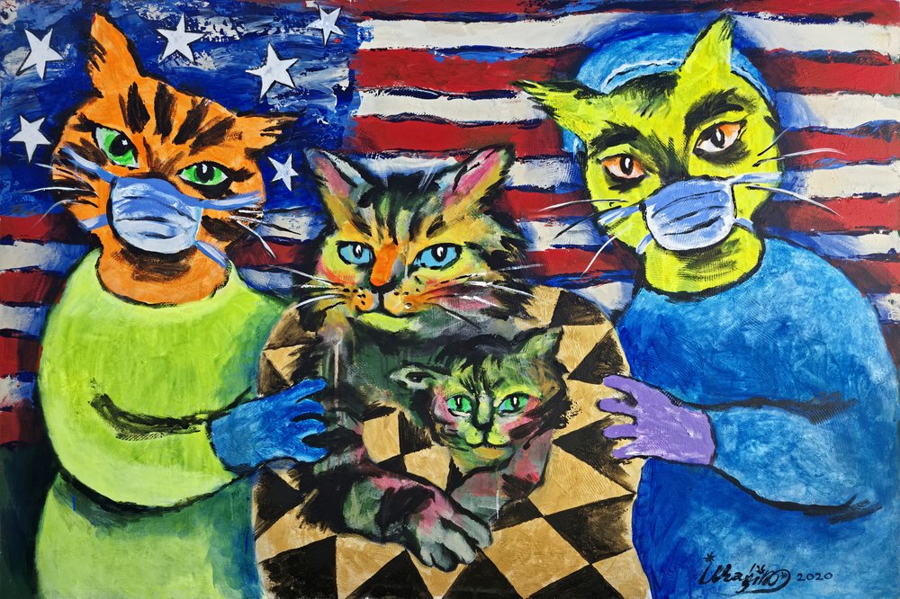 Patriotiske katte med masker af Kanat Ibragimov