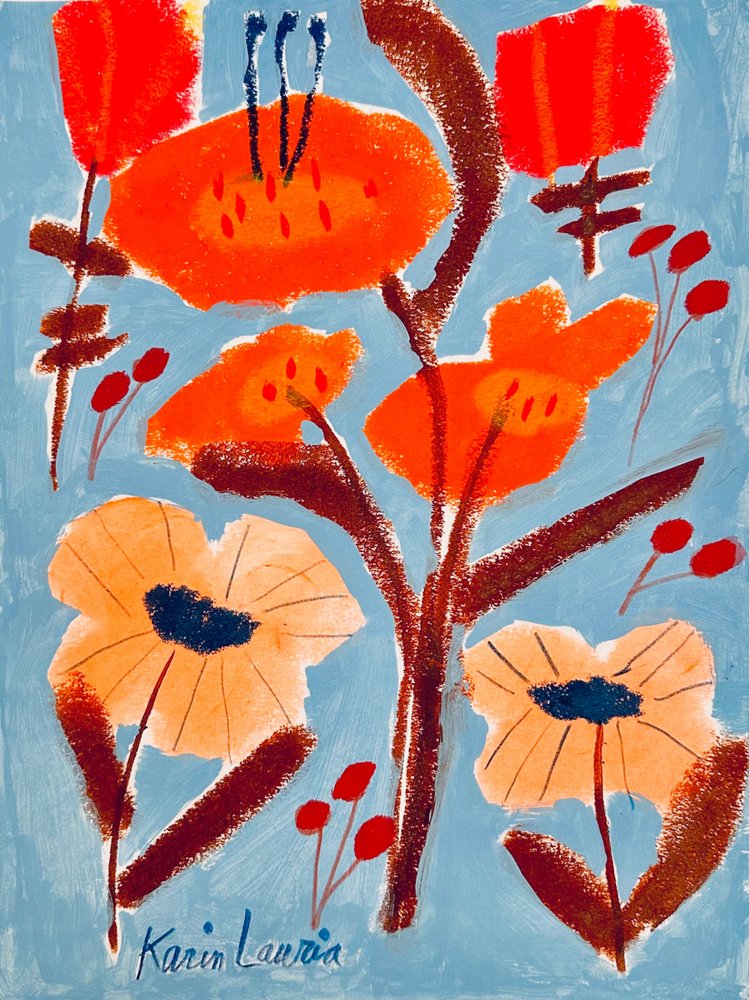 Livligt blomsterabstrakt af Karin Lauria