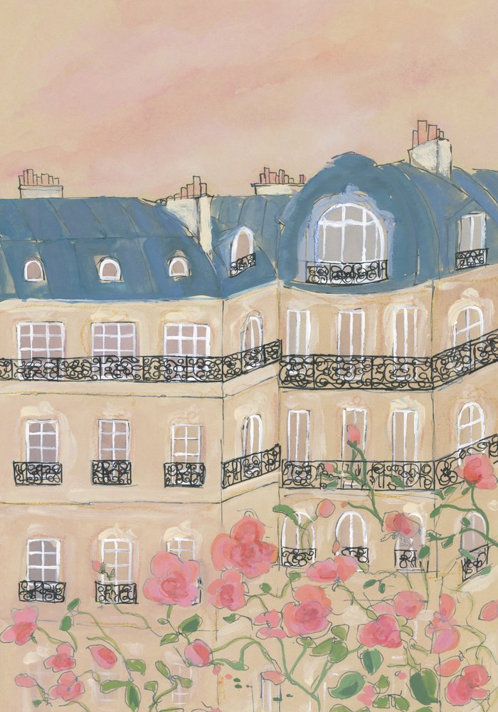 Solnedgang over Paris’ bygninger af Katharina Puritscher
