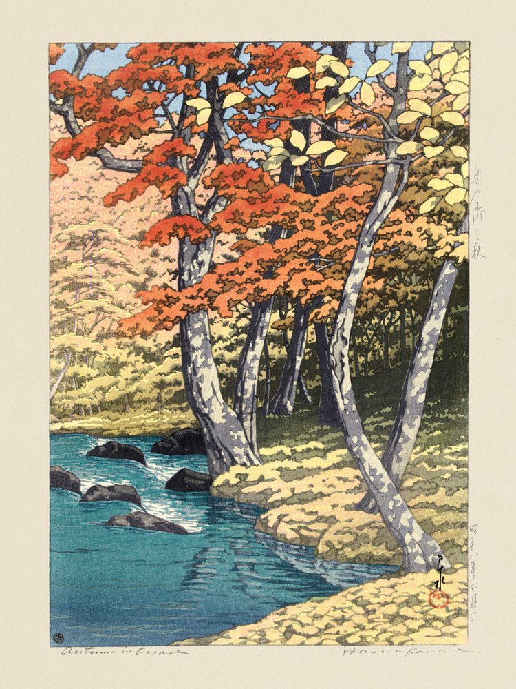 Efterår i Oirase (1933) af Kawase Hasui