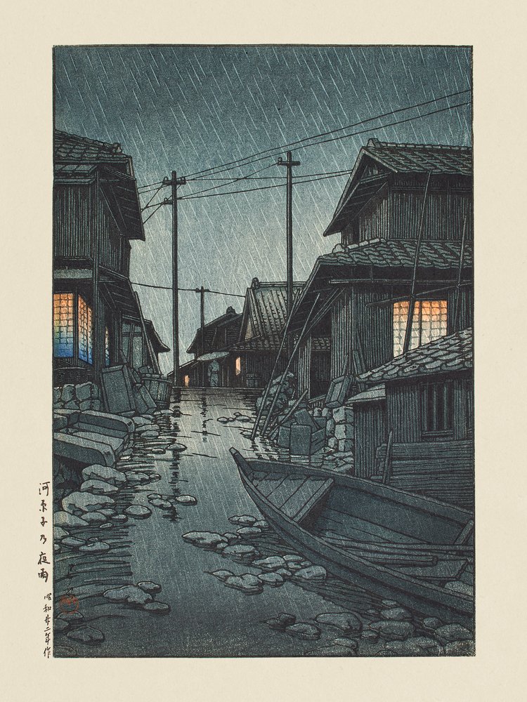 Kawarago No Yau – Nattens regn i Kawarago 1947 af Kawase Hasui