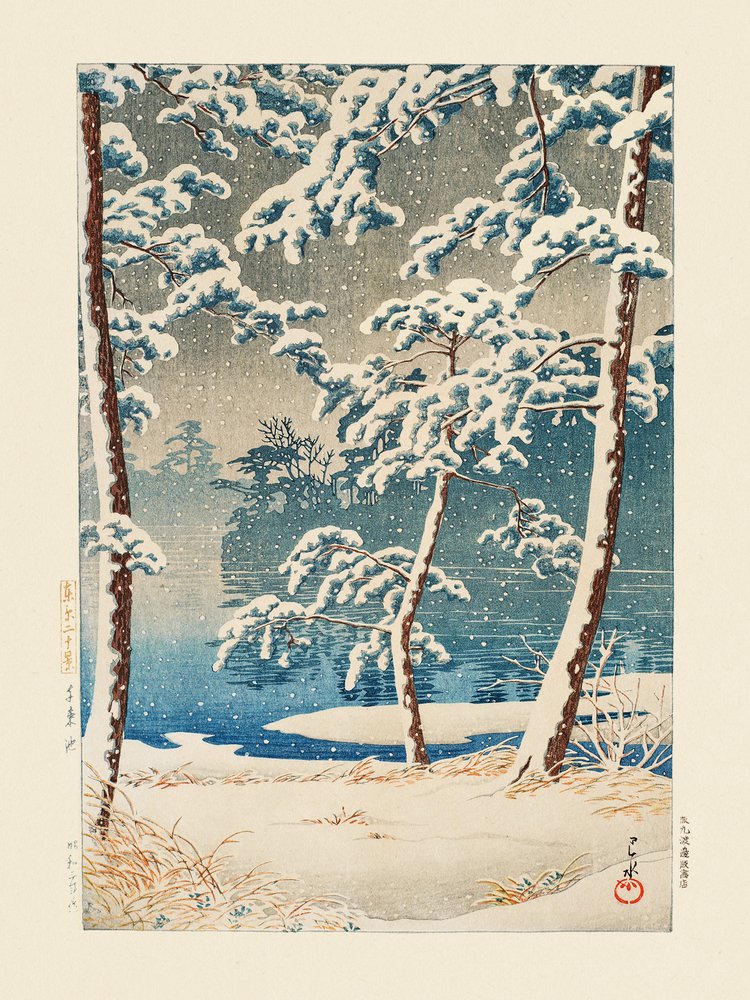 Senzokuike (Senzoku-dammen) (1928) af Kawase Hasui
