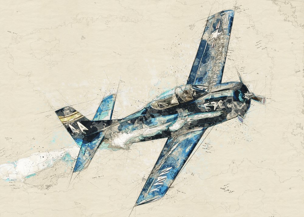 Blue Warbird-flyvning af Lembayung senja studio [Vintage Poster]
