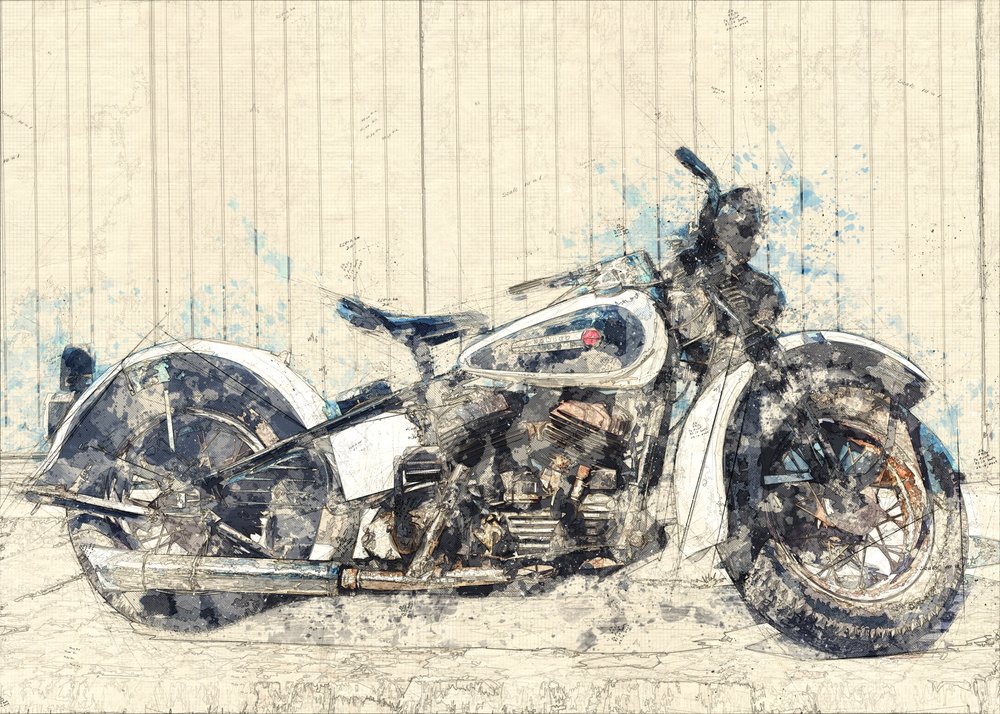 Klassisk motorcykelkunst af Lembayung senja studio [Vintage Poster]