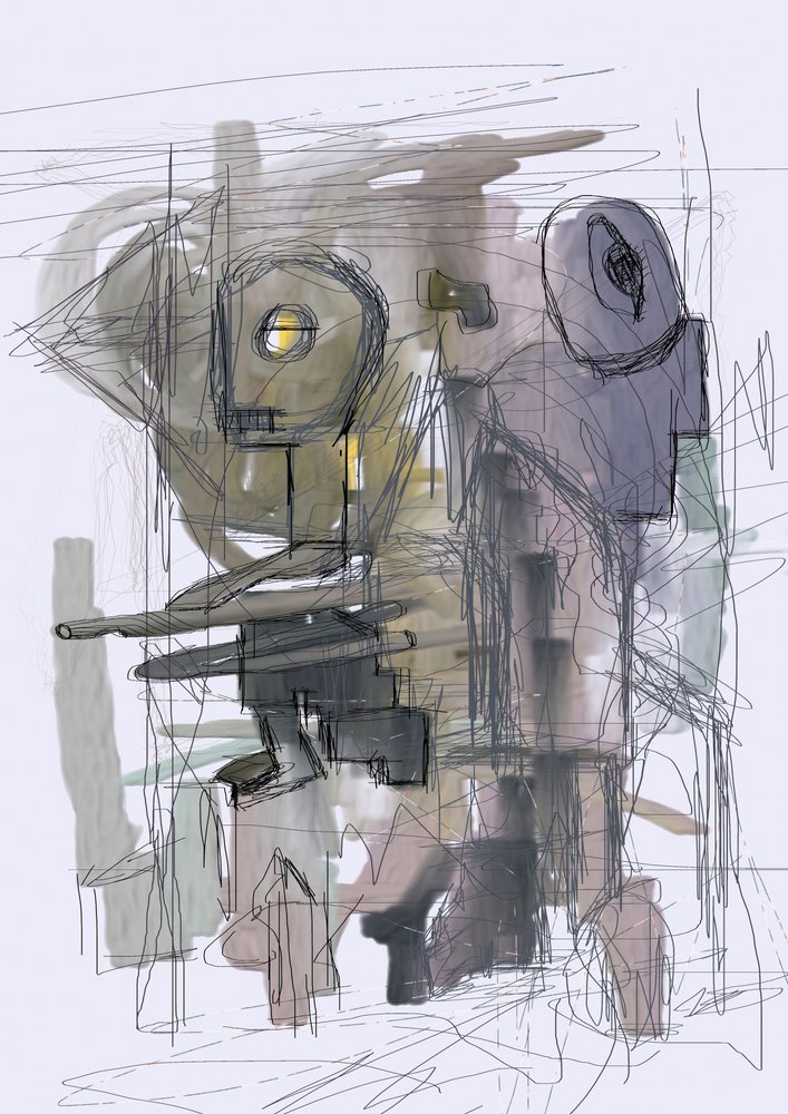 Gådefulde abstrakte robotter af Lembayung senja studio [Vintage Poster]