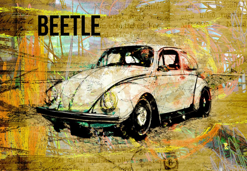 Golden Beetle Classic af Lembayung senja studio [Vintage Poster]