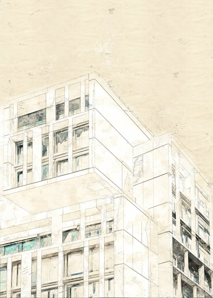 Moderne arkitekttegning af Lembayung senja studio [Vintage Poster]
