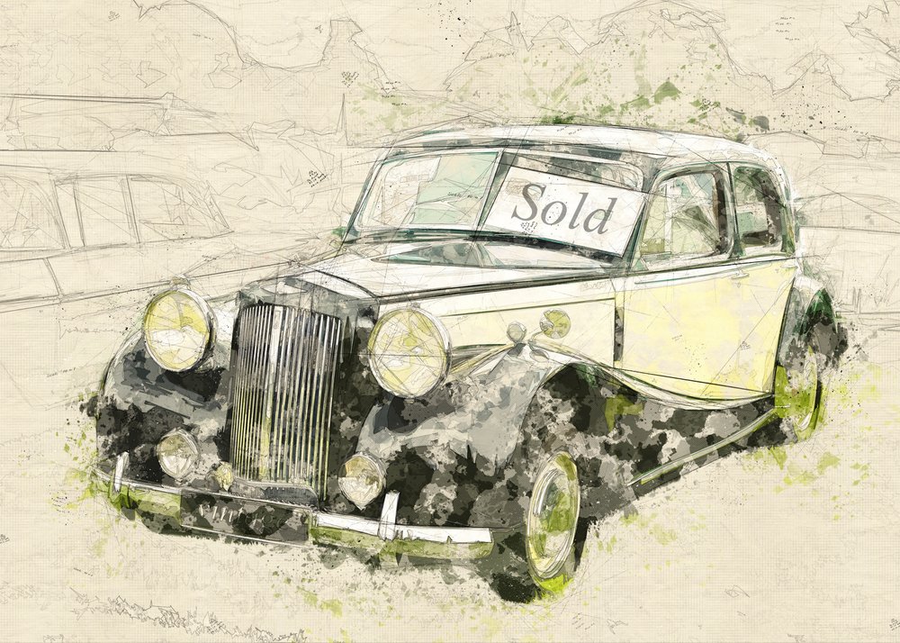 Solgt veteranbil af Lembayung senja studio [Vintage Poster]