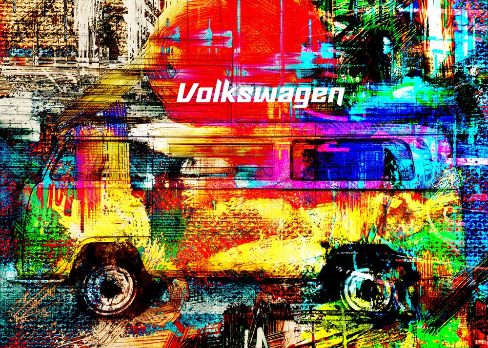 Farverig bybus af Lembayung senja studio [Vintage Poster]