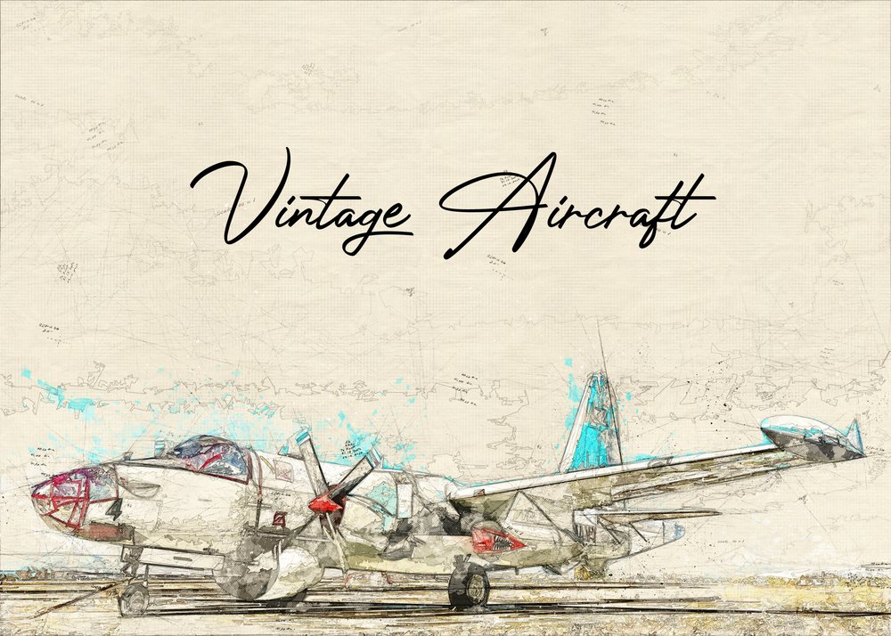 Tegning af et gammelt fly af Lembayung senja studio [Vintage Poster]