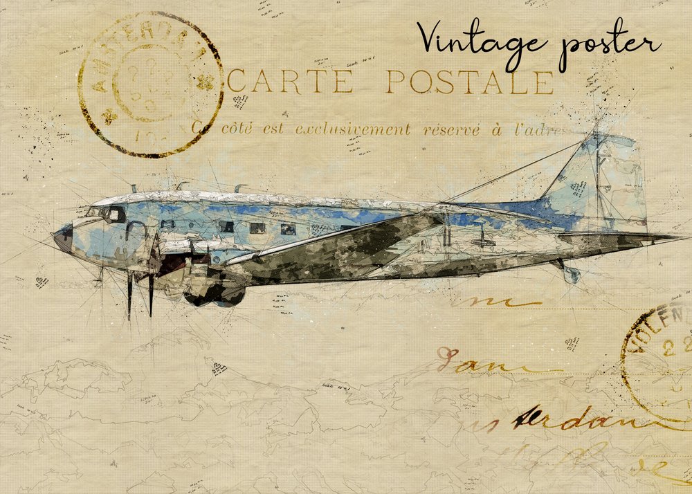 Postkort med et gammelt fly af Lembayung senja studio [Vintage Poster]
