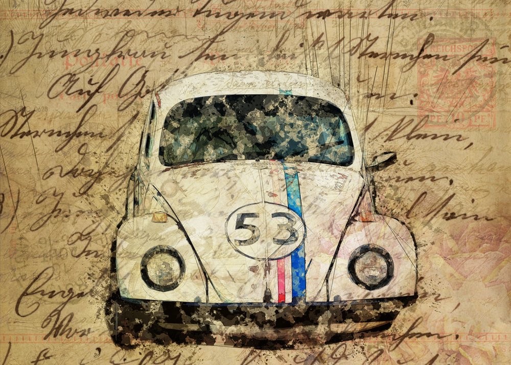 Vintage Beetle-kunst af Lembayung senja studio [Vintage Poster]