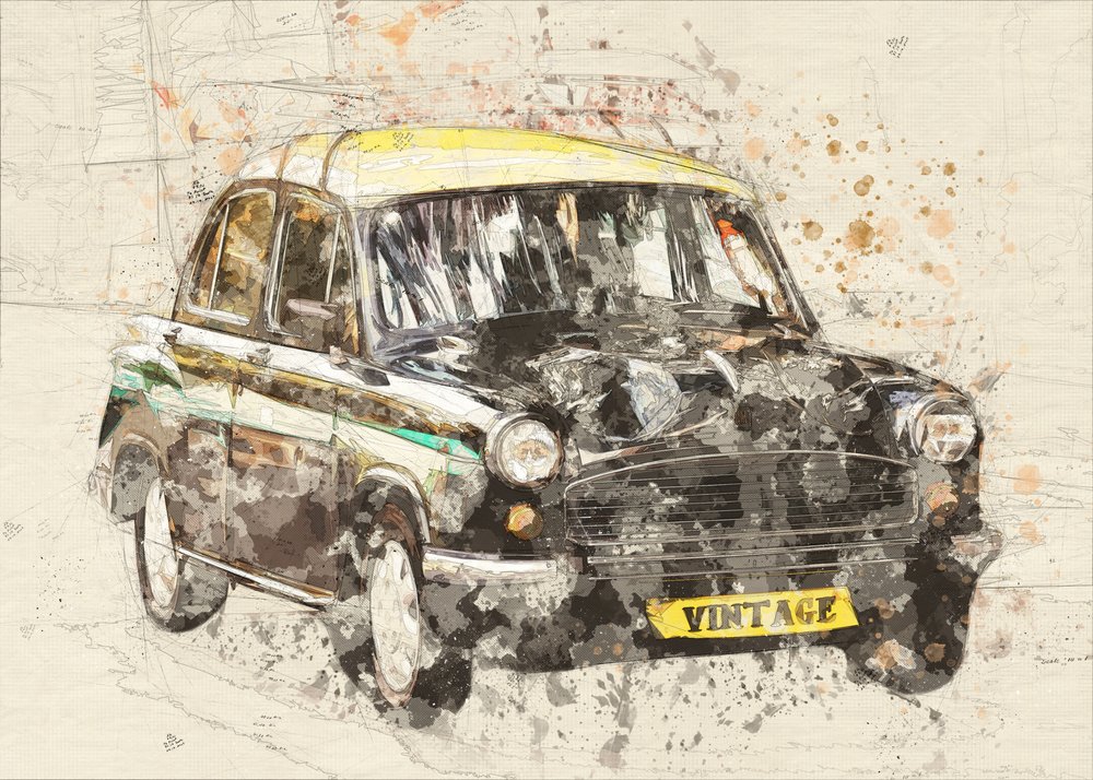 Vintage taxikunst af Lembayung senja studio [Vintage Poster]