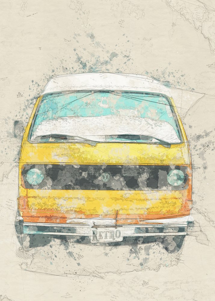 Gul retro-autocamper af Lembayung senja studio [Vintage Poster]