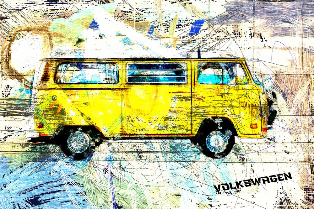 Yellow Surf Van af Lembayung senja studio [Vintage Poster]