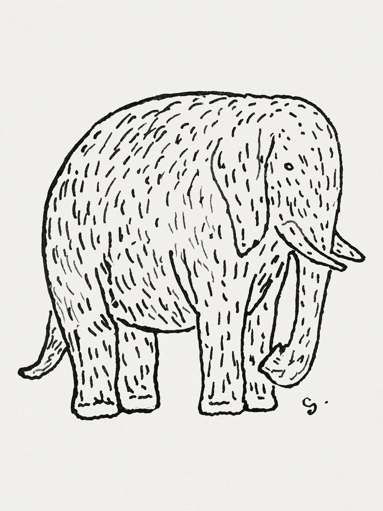 Elefant (ca. 1891–1941) – tegning i høj opløsning af Leo Gestel af Leo Gestel