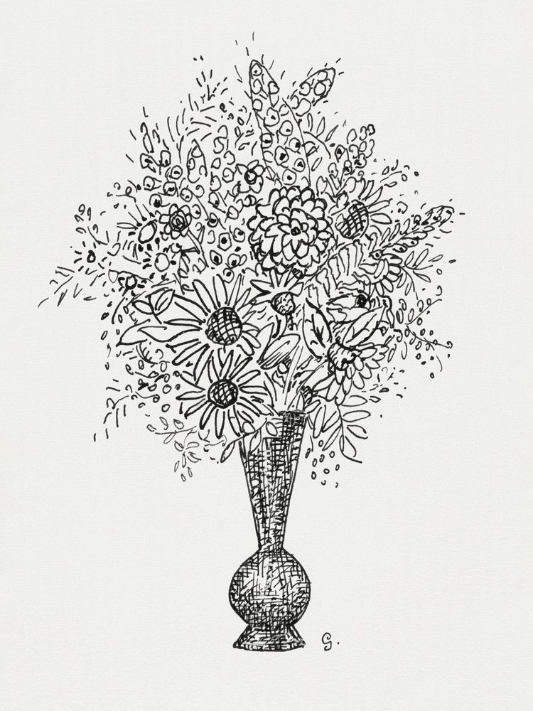 Blomstervase (ca. 1891–1941) – tegning i høj opløsning af Leo Gestel. af Leo Gestel