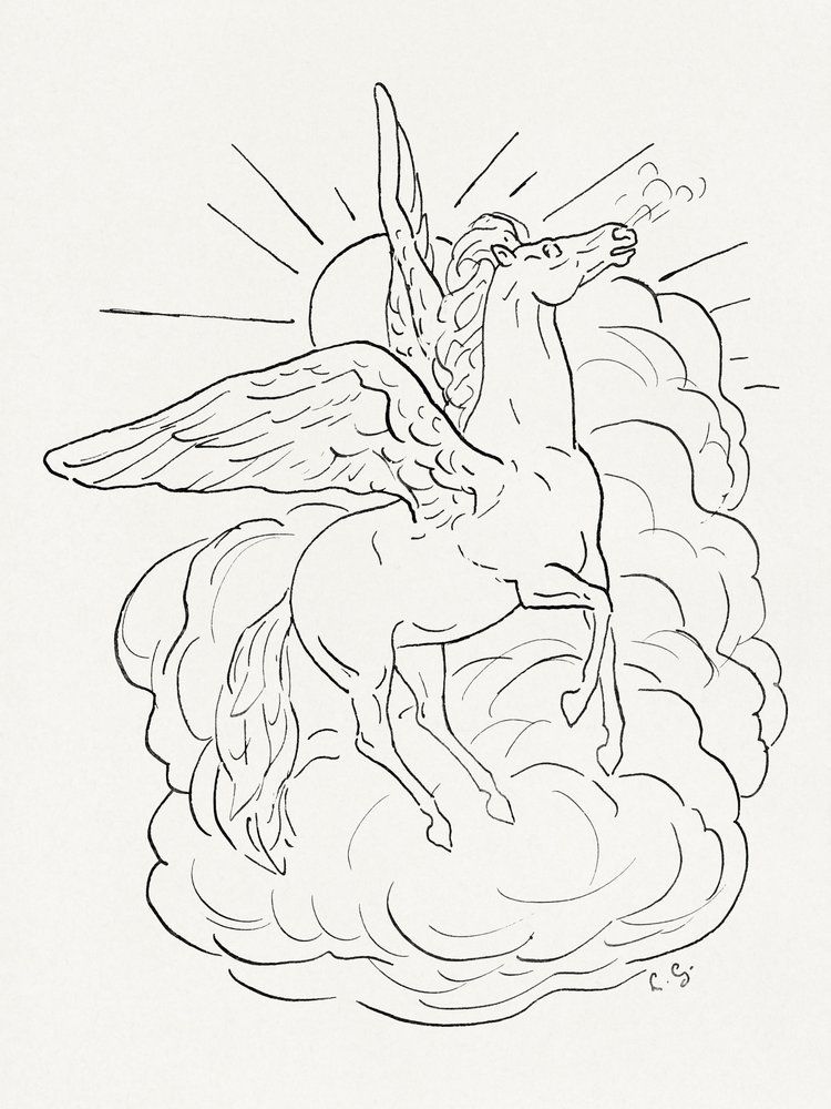 Pegasus flyver foran en sky (1891–1941) af Leo Gestel