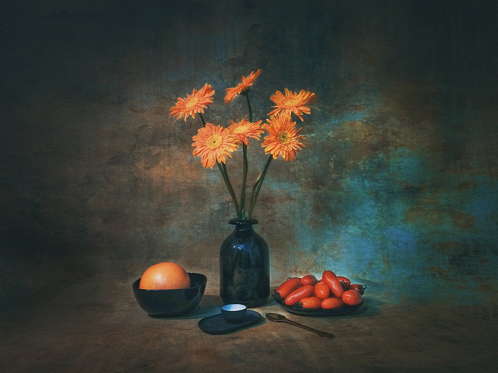 Stilleben med appelsinblomster af Liu Xing