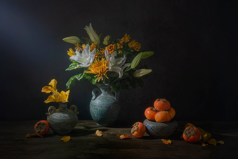 Efterårsblomster og frugt af Lydia Jacobs