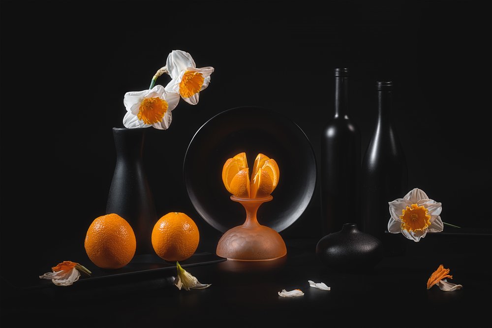 Elegant stilleben med citrusfrugter af Lydia Jacobs
