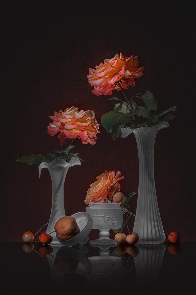 Elegant rosenstilleben af Lydia Jacobs