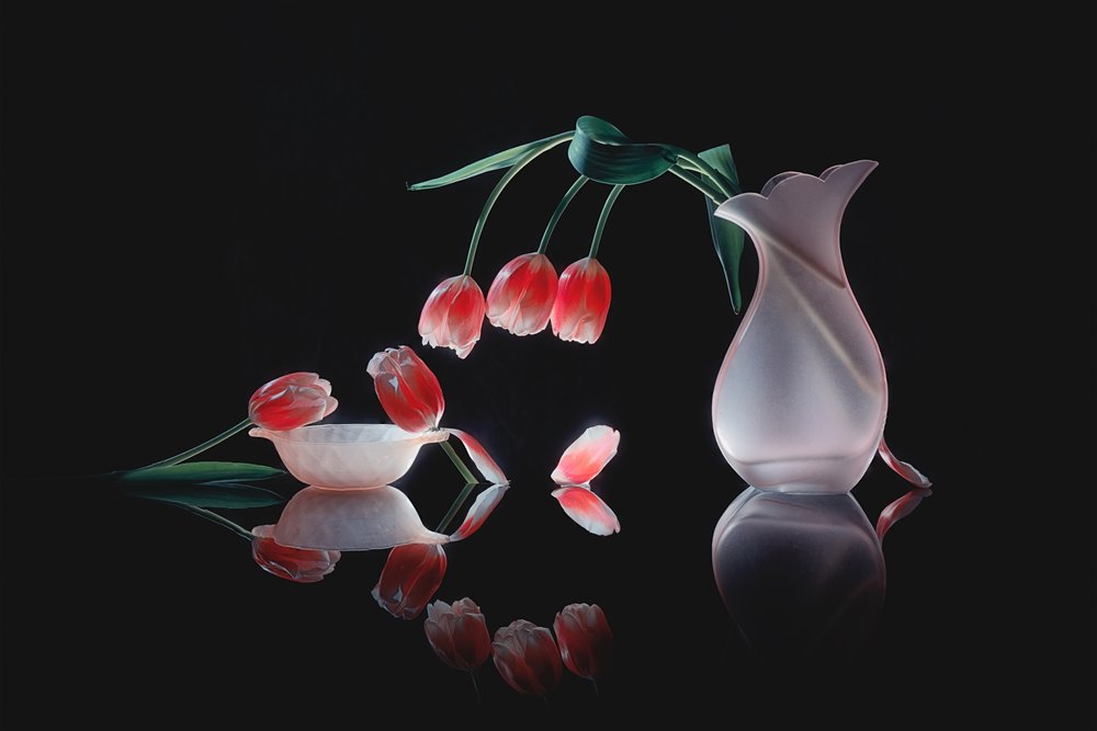 Refleksion af lysende tulipaner af Lydia Jacobs