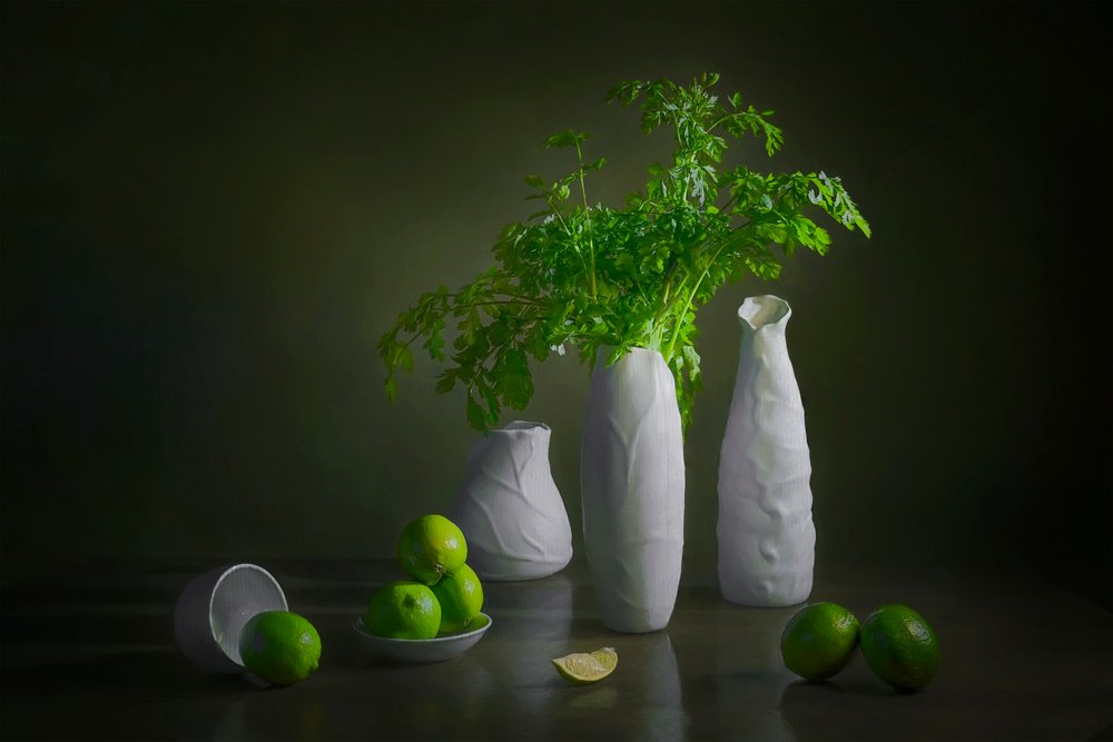 Moderne stilleben med limefrugter af Lydia Jacobs