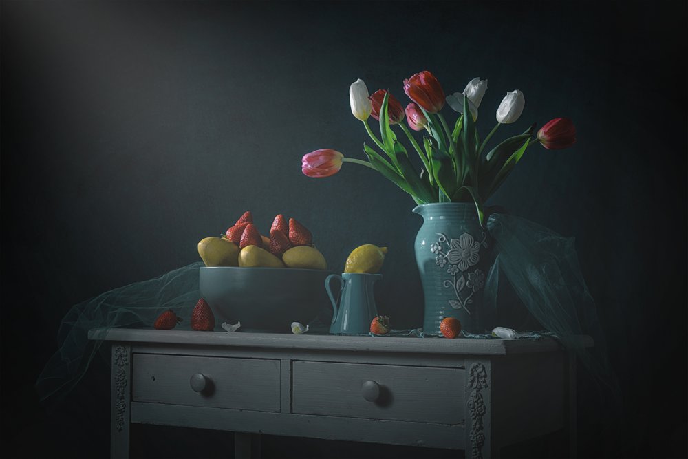 Stemningsfulde tulipaner og citroner af Lydia Jacobs