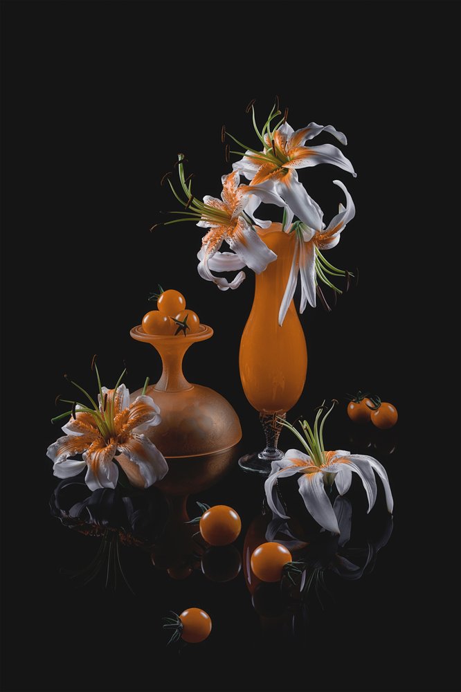 Stilleben med orange liljer af Lydia Jacobs