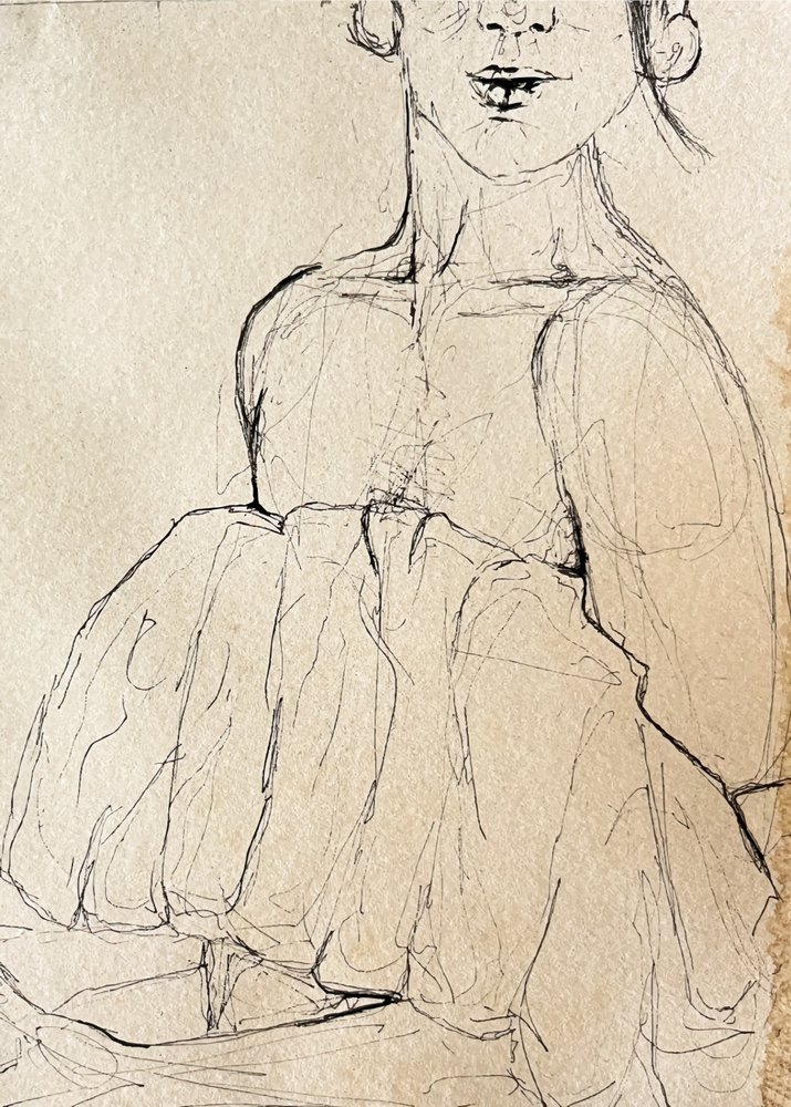 Skitse af en eftertænksom figur af Madison Phipps