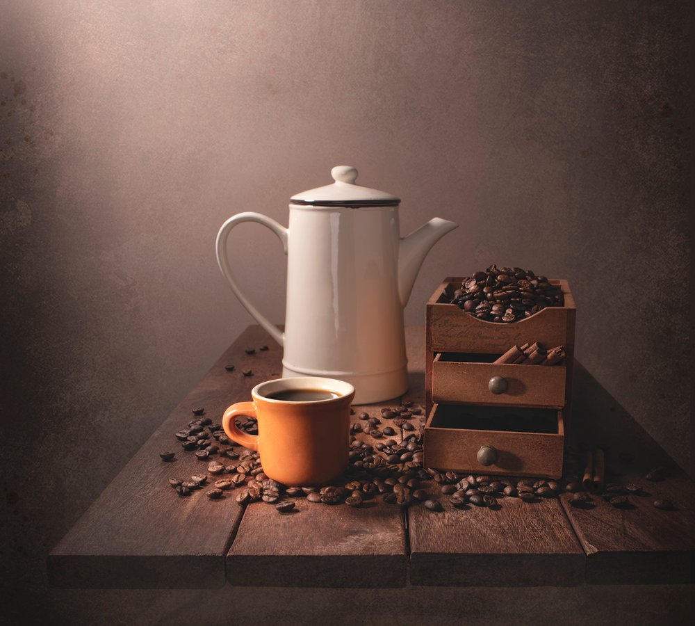 Vintage kaffe-stilleben af Margareth Perfoncio