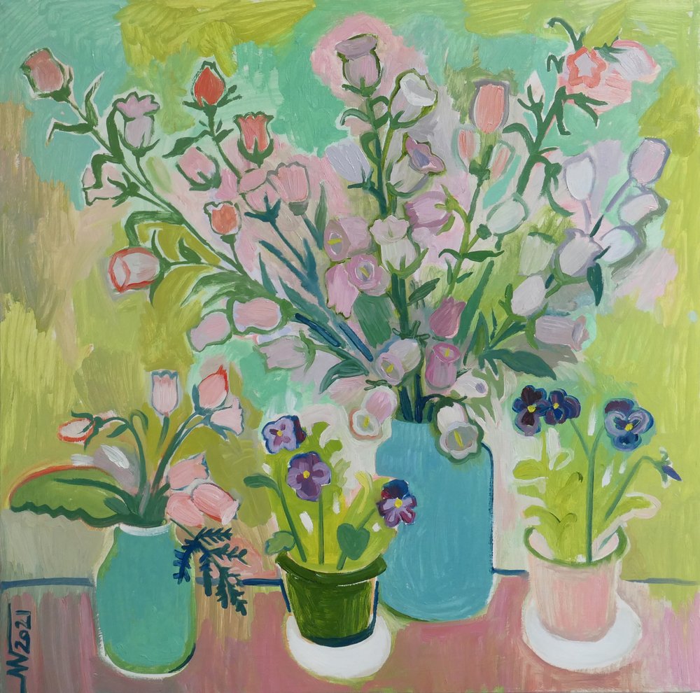 Farverige blomster i stilleben af Marina Gorkaeva
