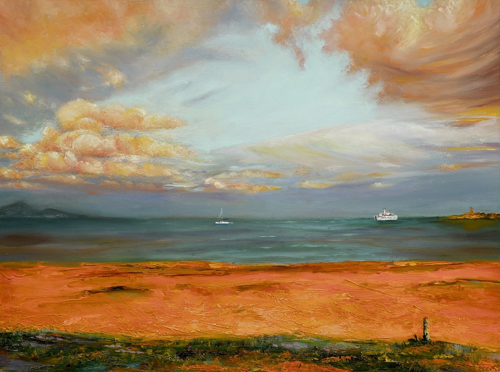 Havlandskab med orange himmel af Marina Kozyr
