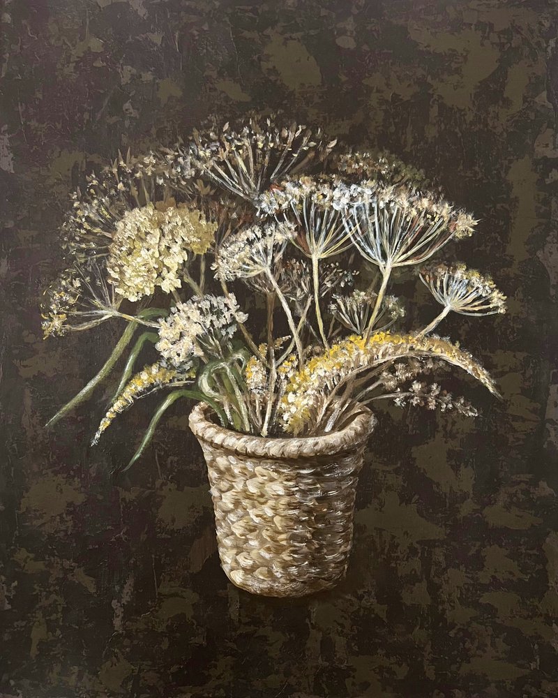 Kurv med rustikke vilde blomster af Marina Kozyr