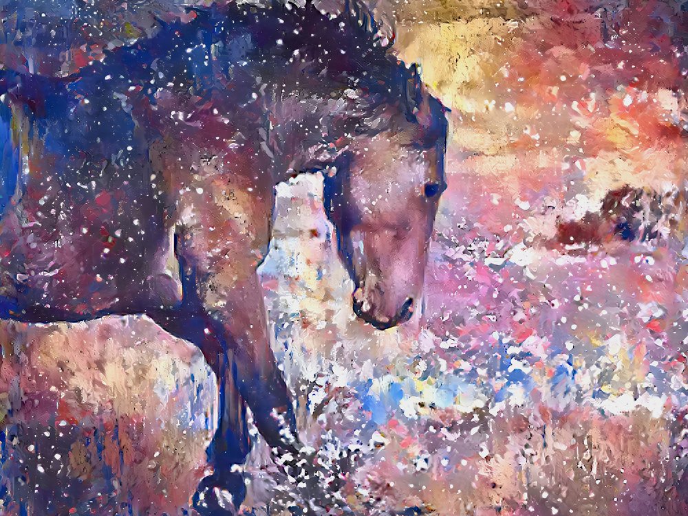 Livlig hest, der springer i vandet af Matthys Moss