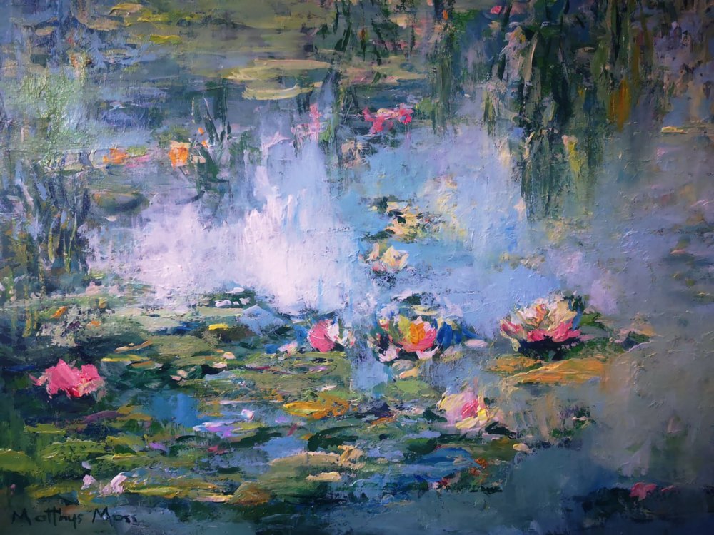 Refleksioner i en vandliljedam af Matthys Moss