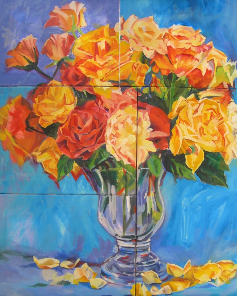 Farverig rosenbuket af Maxine Shore