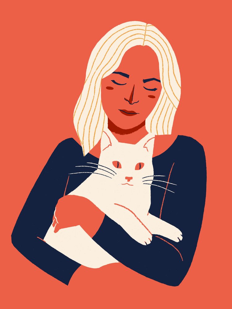 Hyggelig kvinde og kat af Monika Gregulska