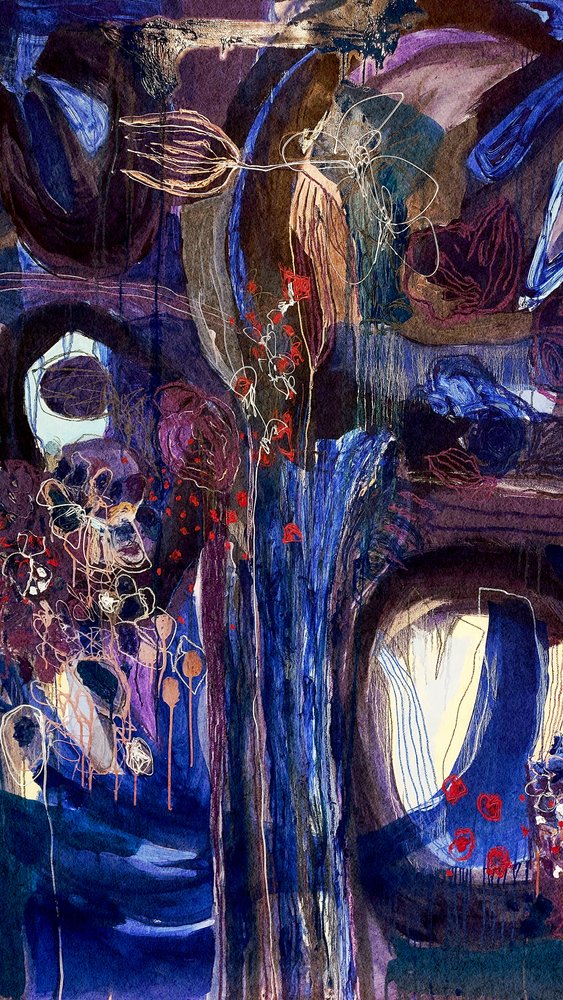 Midnight Bloom – Abstrakt af Monika Riethmueller