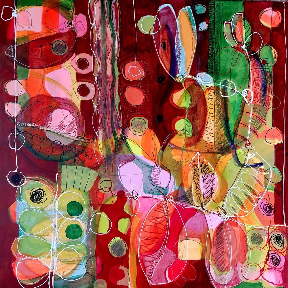 Livlig abstrakt blomsterkunst af Monika Riethmueller