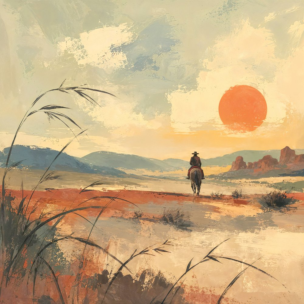 Desert Rider ved solnedgang af Natalie Bruns