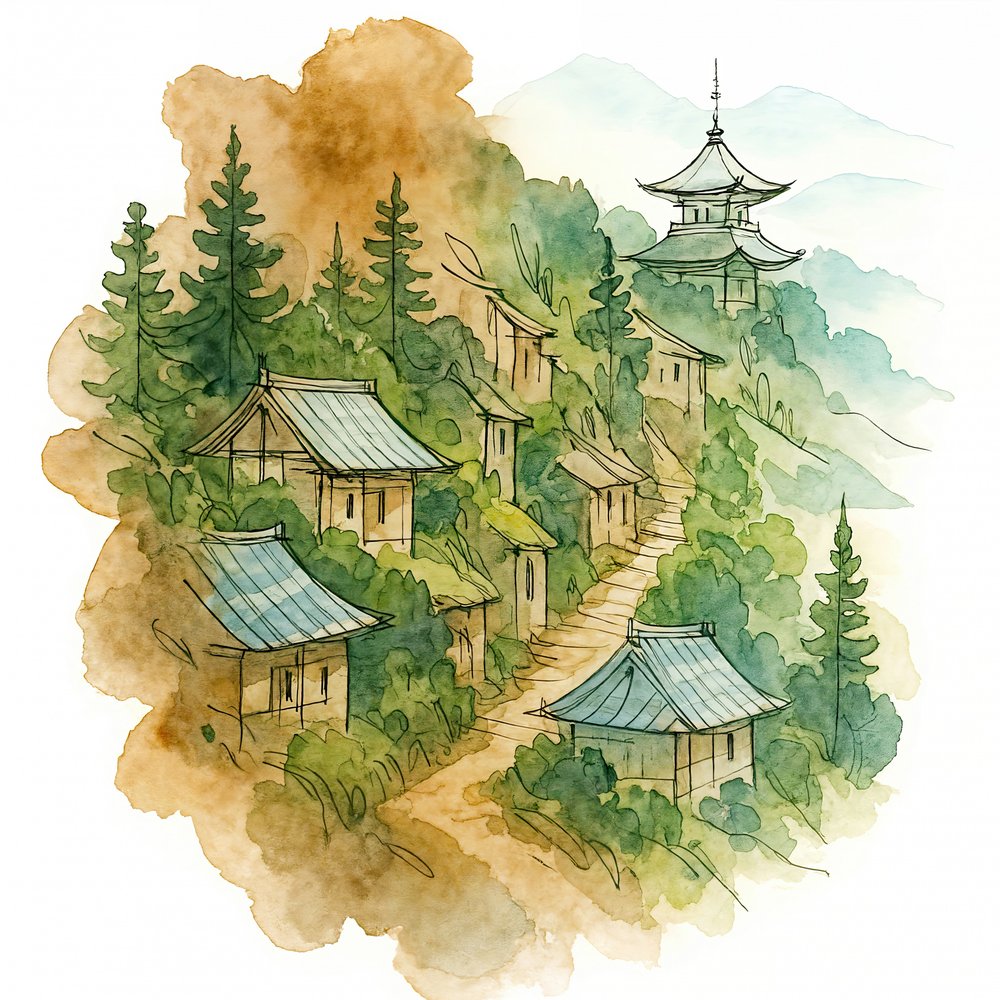 Japansk bjerglandsby af Natalie Bruns